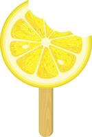 Ice cream lemon slice bite on a wooden stick vector