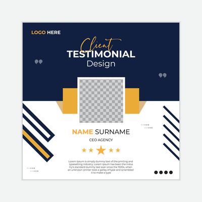 Customer feedback testimonial social media post web banner template. client testimonials social media post banner design template review section business feedback