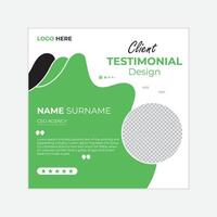 Abstract designed modern client testimonial or customer review social media post template design customer feedback, testimonial template vector