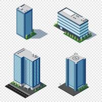 Set of isometric city building. Isometric modern building. Skyscraper building or business office. illustration vector