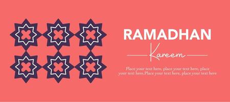 Happy Eid Mubarak and Ramadan Kareem simple greeting with illustration on red background for card, poster and banner vector