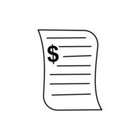 sheet of paper with dollar symbol icon over white background, line style, Document icon in flat color style. Graphic design template elements with application UI themes vector