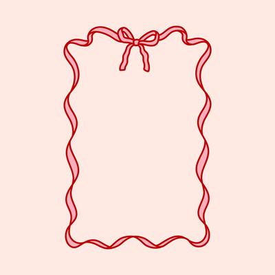 Frame of coquette pretty charming pink bow and ribbon. Hand drawn trendy border. Vintage bowknot frame for greeting cards, wedding, invitations, social media