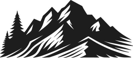 Mountain Range Silhouette with Pine Trees vector