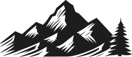 Mountain Landscape Silhouette with Tree vector