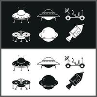 space science technology cosmic set icon illustration vector