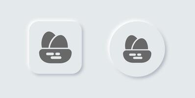Nest solid icon in neomorphic design style. Egg signs illustration. vector