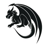 Dragon symbol, black and white silhouette illustration , isolated on white background vector