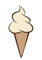 ice cream - vanilla ice cream in a cone, simple illustration isolated on white background vector