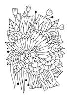 Coloring page. Black and white flowers for coloring. art line background. vector