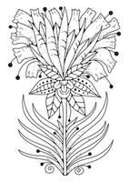 Floral background for coloring, coloring page for children and adults. background with flowers for drawing. vector