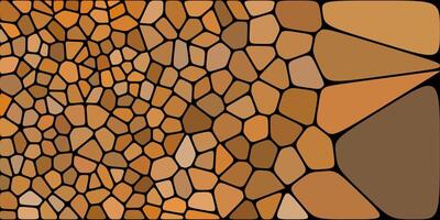 A vibrant multicolored mosaic pattern dominated by shades of brown, with irregular shapes outlined in black, creating a lively and artistic abstract composition. vector