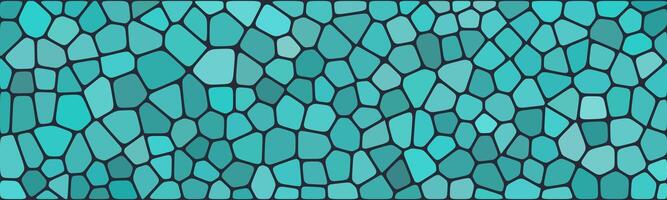 a mosaic pattern with irregular, interconnected shapes in various shades of blue and teal, resembling stained glass. It's visually appealing due to vibrant colors and intricate design. vector