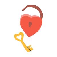 Heart shaped lock and key symbolizing love and security vector