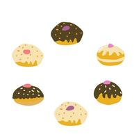 Colorful assorted donuts with frosting and sprinkles vector
