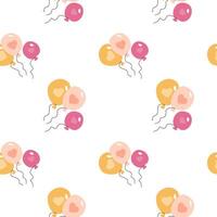 Colorful balloon pattern with heart shapes on white background vector
