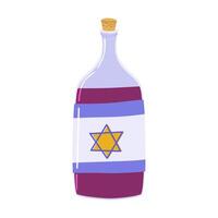 Illustrated wine bottle with star of david symbolizing jewish traditions vector