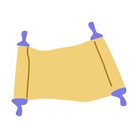 Ancient scroll with purple handles on white background vector