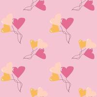 Seamless romantic pattern with heart balloons on pink background vector