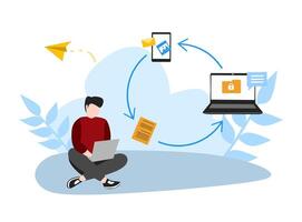 Transferring file business background vector