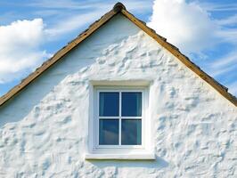 A white house with a window and a sky photo