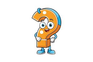Playful animated question mark character with smiling face, vibrant orange and blue design, suitable for quizzes, support, or info graphics vector