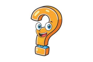 Friendly cartoon question mark mascot with happy facial expression, vibrant design, perfect for inquiry, customer support, and learning tools vector