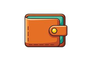 Stylized wallet illustration with button lock, stitched details, and bright colors, representing financial security and savings vector