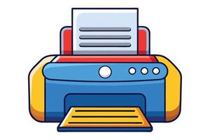 colorful cartoon printer icon with paper loaded, showcasing a vibrant and modern design on a clean white background, perfect for digital content vector
