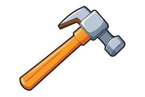 Playful hammer icon with bright colors and detailed design on a plain white backdrop for tool or repair related projects vector