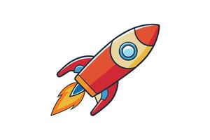 Dynamic cartoon rocket icon with vibrant colors, depicting launch, innovation, and space exploration in a playful, modern style vector