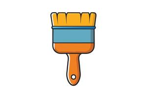 Cartoon paintbrush icon with bold colors, playful design, and clean lines, ideal for design tools and painting themes vector