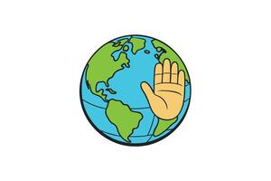 Creative illustration of a hand holding the globe, symbolizing care for the environment and global responsibility, on a white background vector