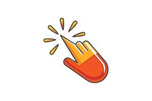 Colorful hand click icon, representing user interface, digital interaction, and click through actions for design projects vector