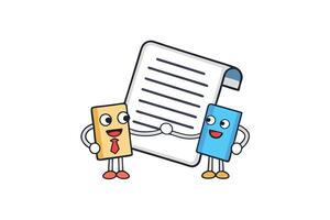Cartoon style handshake icon with a document featuring a checkmark, representing trust, agreement, and professional collaboration vector