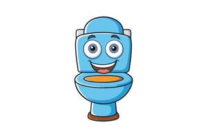 cheerful cartoon toilet character with big smiling face, bright blue design, and playful expression isolated on white background vector