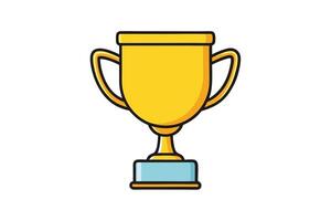 golden trophy cup with classic handles and bright design, symbolizing success, achievement, and victory, isolated on white background vector