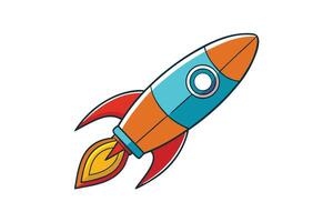 illustration of a playful cartoon rocket ship blasting off with bright flames, symbolizing success, growth, and adventure vector