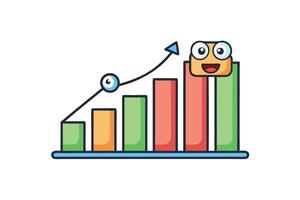 Colorful growth chart with smiling figures, ideal for representing success, data analysis, and positive business outcomes vector