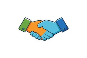 Iconic handshake graphic ideal for business, teamwork, partnership concepts with clean lines and vibrant, engaging design vector