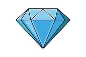 illustration of a blue diamond gem with precise facets and geometric design on a white background vector