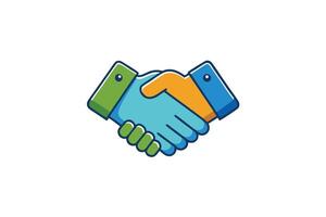 Creative handshake icon symbolizing partnership, agreement, and teamwork, designed in vibrant colors with a modern, minimalistic style vector