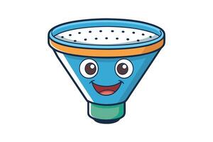Cartoon style funnel icon for filtration, data organization, and sorting processes in a vibrant and cheerful design vector