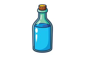 Fun and colorful glass bottle illustration with a cork, dynamic design, and vibrant liquid for creative, fantasy, or product branding vector