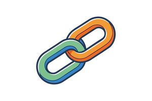 Creative and colorful interconnected chain links icon symbolizing teamwork, partnership, and digital connectivity for graphic projects vector