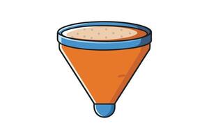 Colorful cartoon filter icon illustration for data sorting, funnel process, and liquid filtration in style vector