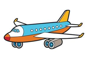 Cartoon style airplane illustration with colorful design, smooth lines, and a fun, playful look ideal for educational or travel themes vector