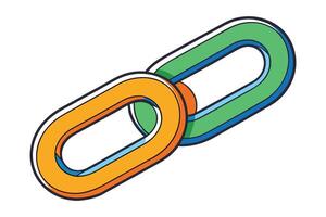 Cartoon style chain link symbol for digital design projects, showcasing networking, connection, and teamwork on a clean white background vector