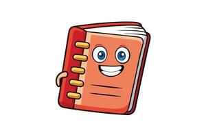 Playful and friendly notebook style character illustration with colorful design, happy expression, and spiral bound detail vector