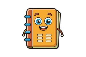 Fun and engaging address book character design with expressive face, colorful binding, and cheerful vibes for educational themes vector